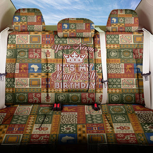 Personalized African King's 65th Birthday Back Car Seat Cover Traditional Ethnic Patchwork Safari Animals