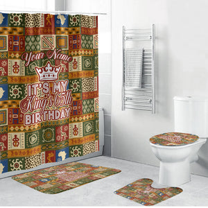 Personalized African King's 65th Birthday Bathroom Set Traditional Ethnic Patchwork Safari Animals