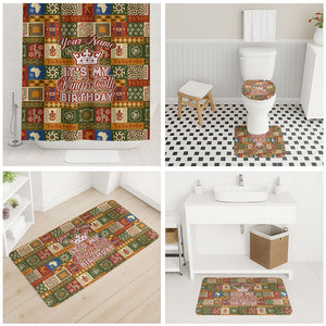 Personalized African King's 65th Birthday Bathroom Set Traditional Ethnic Patchwork Safari Animals
