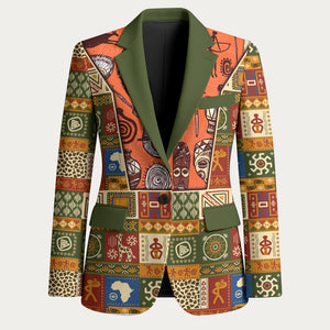 Personalized African King's 65th Birthday Blazer Traditional Ethnic Patchwork Safari Animals