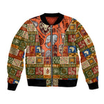 Personalized African King's 65th Birthday Bomber Jacket Traditional Ethnic Patchwork Safari Animals