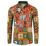 Personalized African King's 65th Birthday Button Sweatshirt Traditional Ethnic Patchwork Safari Animals