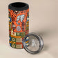 Personalized African King's 65th Birthday 4 in 1 Can Cooler Tumbler Traditional Ethnic Patchwork Safari Animals