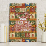 Personalized African King's 65th Birthday Canvas Wall Art Traditional Ethnic Patchwork Safari Animals