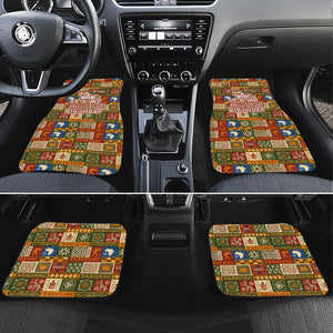 Personalized African King's 65th Birthday Car Mats Traditional Ethnic Patchwork Safari Animals