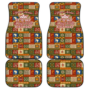 Personalized African King's 65th Birthday Car Mats Traditional Ethnic Patchwork Safari Animals