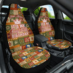 Personalized African King's 65th Birthday Car Seat Cover Traditional Ethnic Patchwork Safari Animals
