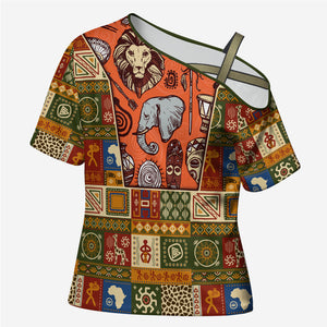 Personalized African King's 65th Birthday Cross Shoulder Shirt Traditional Ethnic Patchwork Safari Animals