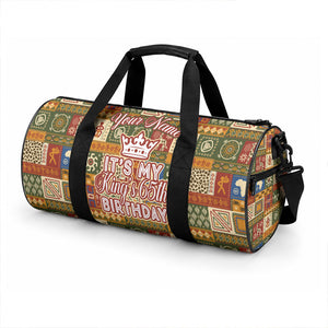 Personalized African King's 65th Birthday Duffle Bag Traditional Ethnic Patchwork Safari Animals