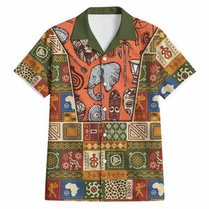 Personalized African King's 65th Birthday Hawaiian Shirt Traditional Ethnic Patchwork Safari Animals