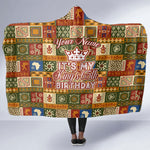 Personalized African King's 65th Birthday Hooded Blanket Traditional Ethnic Patchwork Safari Animals
