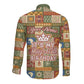 Personalized African King's 65th Birthday Long Sleeve Button Shirt Traditional Ethnic Patchwork Safari Animals
