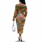 Personalized African King's 65th Birthday Off The Shoulder Long Sleeve Dress Traditional Ethnic Patchwork Safari Animals