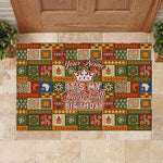 Personalized African King's 65th Birthday Rubber Doormat Traditional Ethnic Patchwork Safari Animals