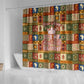 Personalized African King's 65th Birthday Shower Curtain Traditional Ethnic Patchwork Safari Animals