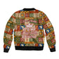 Personalized African King's 65th Birthday Sleeve Zip Bomber Jacket Traditional Ethnic Patchwork Safari Animals