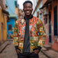 Personalized African King's 65th Birthday Sleeve Zip Bomber Jacket Traditional Ethnic Patchwork Safari Animals