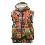 Personalized African King's 65th Birthday Sleeveless Zip Hoodie Traditional Ethnic Patchwork Safari Animals
