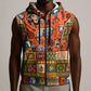 Personalized African King's 65th Birthday Sleeveless Zip Hoodie Traditional Ethnic Patchwork Safari Animals