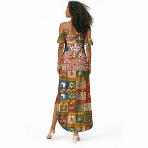 Personalized African King's 65th Birthday Summer Maxi Dress Traditional Ethnic Patchwork Safari Animals