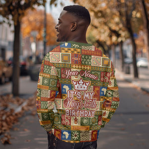Personalized African King's 65th Birthday Sweatshirt Traditional Ethnic Patchwork Safari Animals