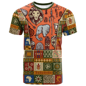 Personalized African King's 65th Birthday T shirt Traditional Ethnic Patchwork Safari Animals