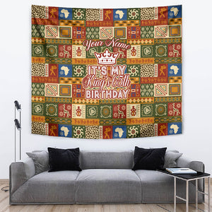 Personalized African King's 65th Birthday Tapestry Traditional Ethnic Patchwork Safari Animals