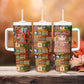 Personalized African King's 65th Birthday Tumbler With Handle Traditional Ethnic Patchwork Safari Animals