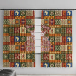 Personalized African King's 65th Birthday Window Curtain Traditional Ethnic Patchwork Safari Animals
