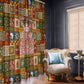 Personalized African King's 65th Birthday Window Curtain Traditional Ethnic Patchwork Safari Animals