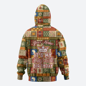 Personalized African King's 65th Birthday Zip Hoodie Traditional Ethnic Patchwork Safari Animals