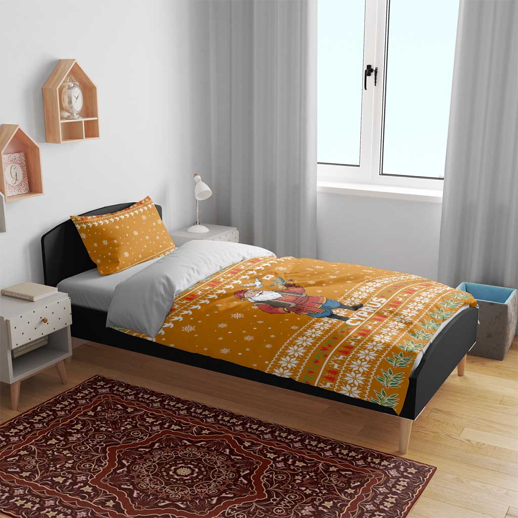 Cyprus Christmas Bedding Set Santa Holding Doves Olive Branch Snowflakes - African Pride