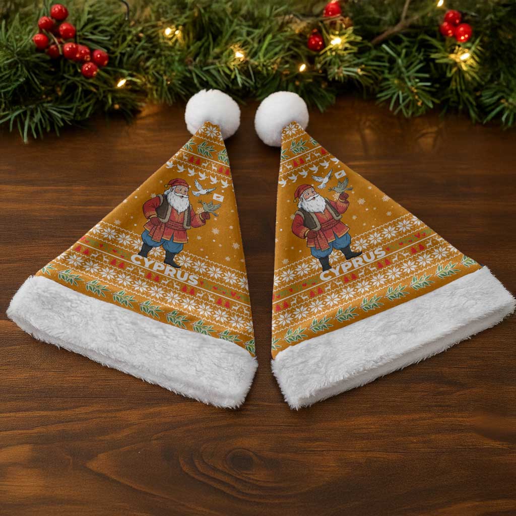 Cyprus Christmas Santa Hat Santa Holding Doves Olive Branch Snowflakes - African Pride