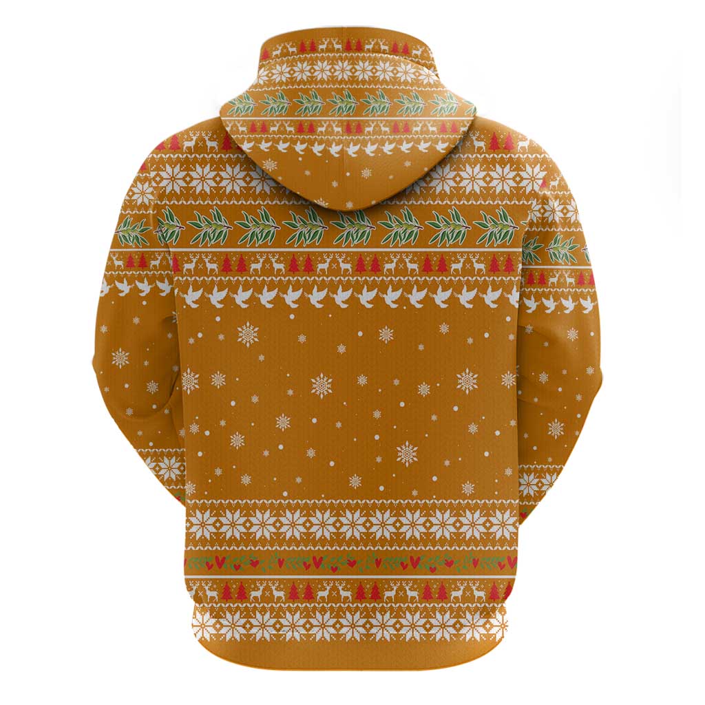 Cyprus Christmas Hoodie Santa Holding Doves Olive Branch Snowflakes - African Pride
