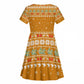 Cyprus Christmas Kid Short Sleeve Dress Santa Holding Doves Olive Branch Snowflakes - African Pride