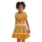 Cyprus Christmas Kid Short Sleeve Dress Santa Holding Doves Olive Branch Snowflakes - African Pride