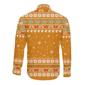 Cyprus Christmas Long Sleeve Button Shirt Santa Holding Doves Olive Branch Snowflakes - African Pride