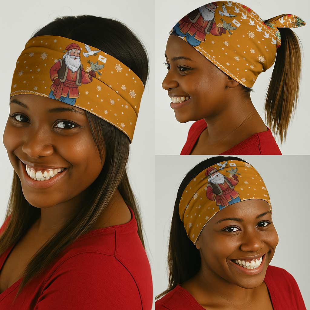 Cyprus Christmas Neck Gaiter Santa Holding Doves Olive Branch Snowflakes - African Pride
