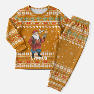 Cyprus Christmas Pajama Set Santa Holding Doves Olive Branch Snowflakes - African Pride