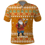 Cyprus Christmas Polo Shirt Santa Holding Doves Olive Branch Snowflakes - African Pride