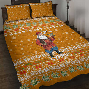 Cyprus Christmas Quilt Bed Set Santa Holding Doves Olive Branch Snowflakes - African Pride