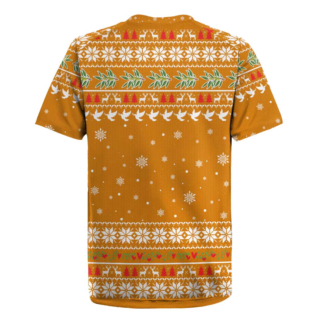 Cyprus Christmas Rugby Jersey Santa Holding Doves Olive Branch Snowflakes - African Pride