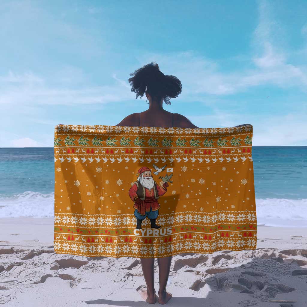 Cyprus Christmas Sarong Santa Holding Doves Olive Branch Snowflakes - African Pride