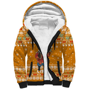 Cyprus Christmas Sherpa Hoodie Santa Holding Doves Olive Branch Snowflakes - African Pride