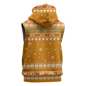 Cyprus Christmas Sleeveless Hoodie Santa Holding Doves Olive Branch Snowflakes - African Pride