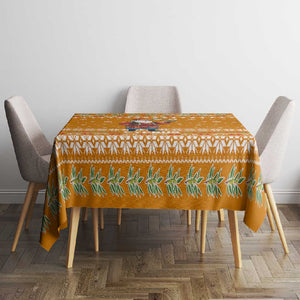 Cyprus Christmas Tablecloth Santa Holding Doves Olive Branch Snowflakes - African Pride
