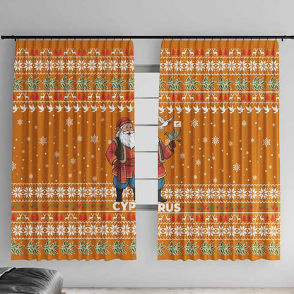 Cyprus Christmas Window Curtain Santa Holding Doves Olive Branch Snowflakes - African Pride
