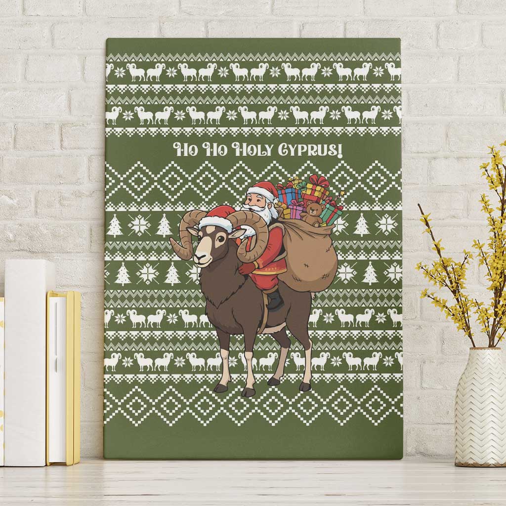 Cyprus Christmas Canvas Wall Art Santa Riding Ram Ho Ho Holy Cyprus - African Pride