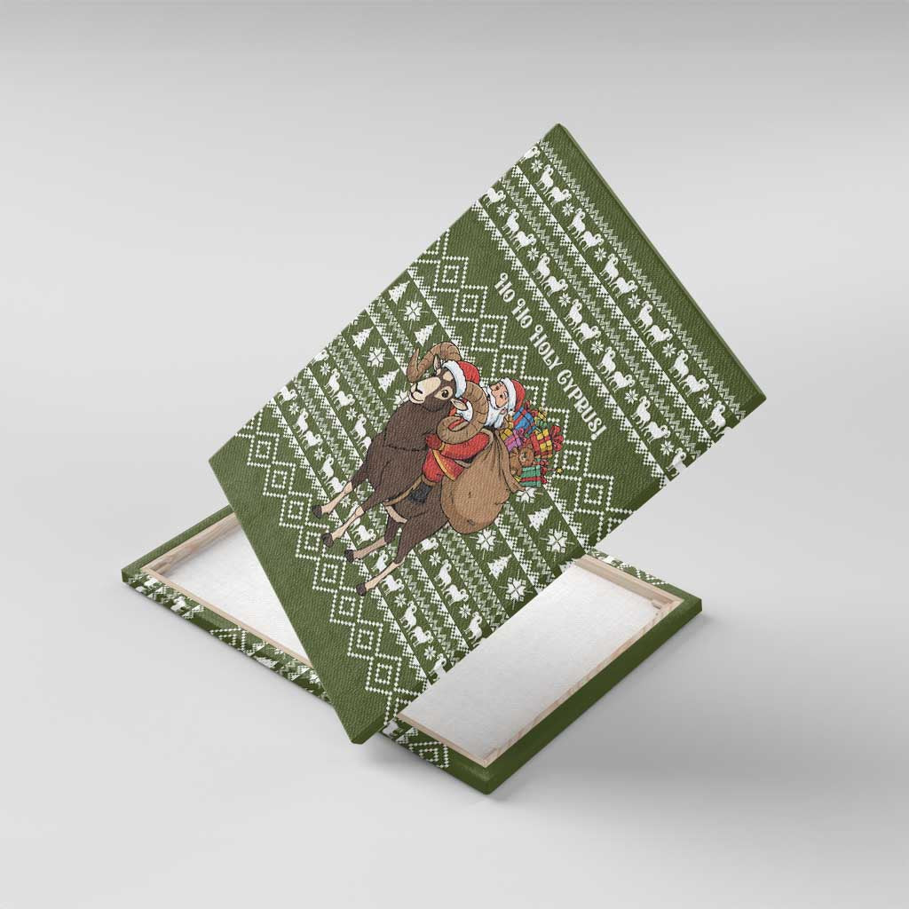 Cyprus Christmas Canvas Wall Art Santa Riding Ram Ho Ho Holy Cyprus - African Pride