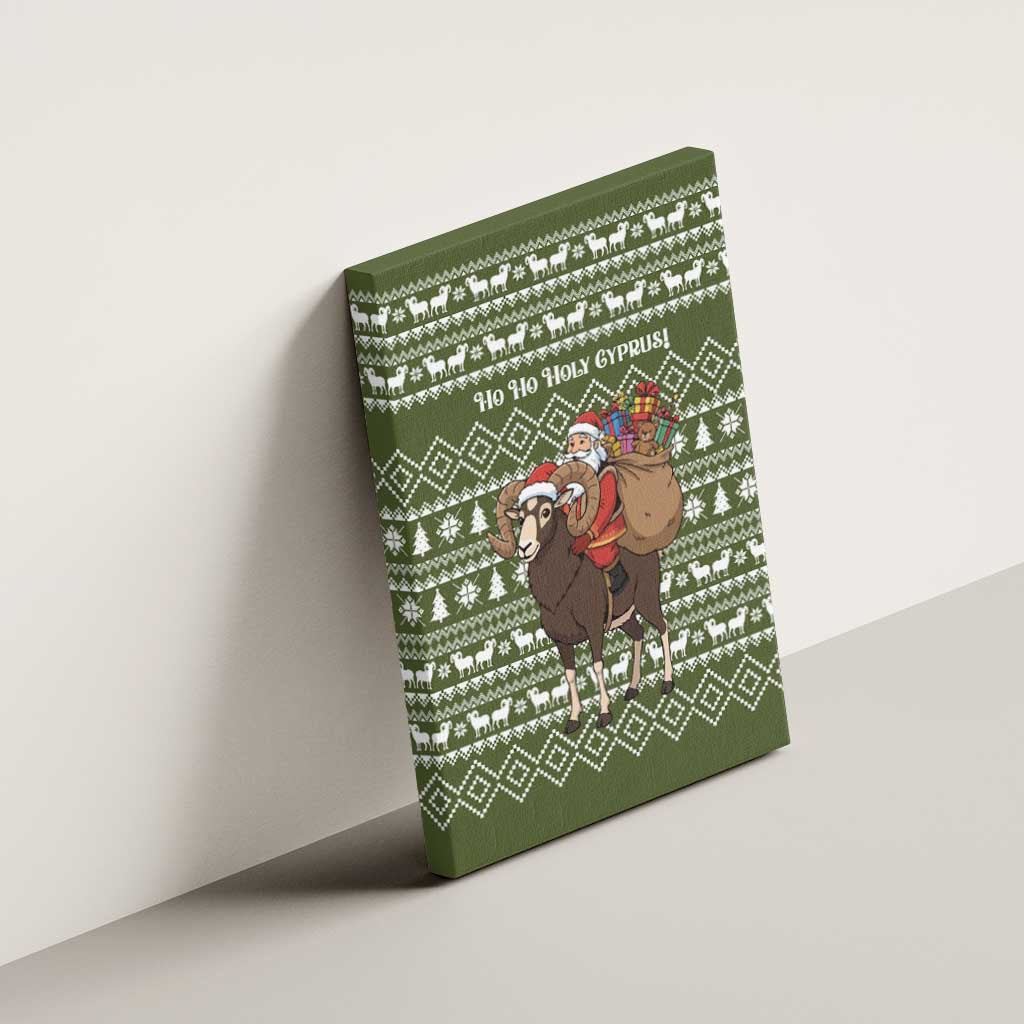 Cyprus Christmas Canvas Wall Art Santa Riding Ram Ho Ho Holy Cyprus - African Pride
